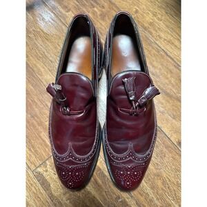 Allen Edmonds Berwick Burgundy‎ Leather Tassel Loafers Wingtip Dress Shoes Mens
